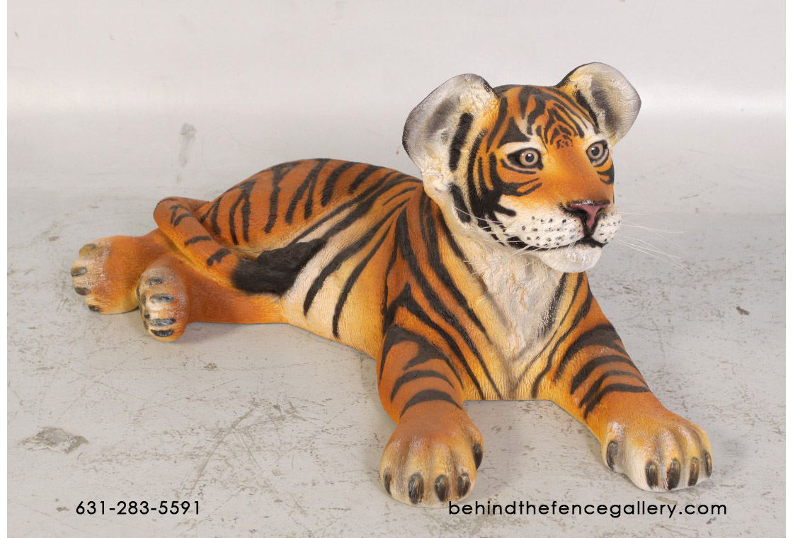 Tiger Cub Lying Down Statue - Click Image to Close