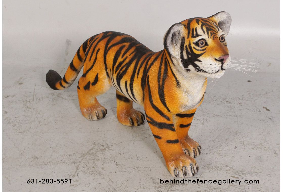 Tiger Cub Standing Statue - Click Image to Close