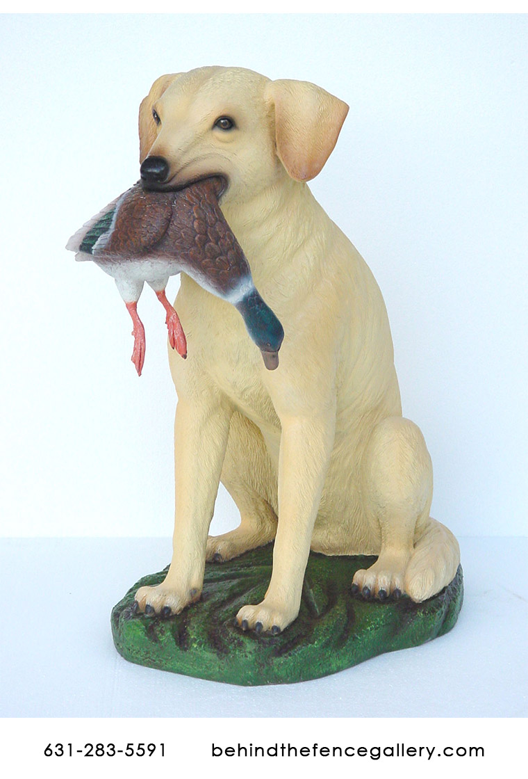 Yellow Labrador Statue with Duck in Mouth